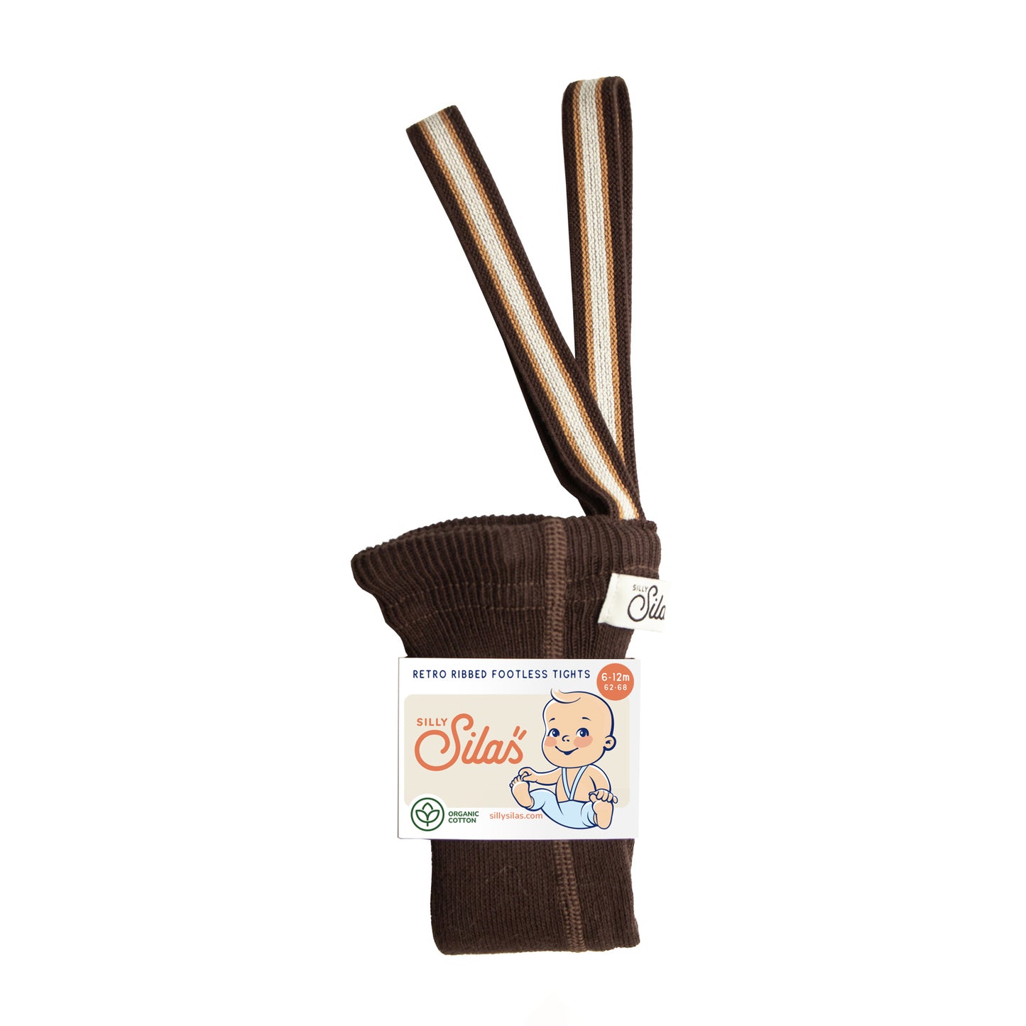 Silly Silas Chocolate Brown Striped Footless Tights with Braces