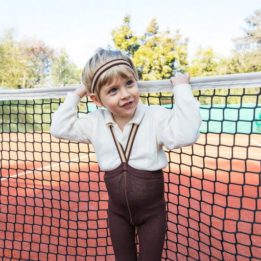 Silly Silas Chocolate Brown Striped Footless Tights with Braces