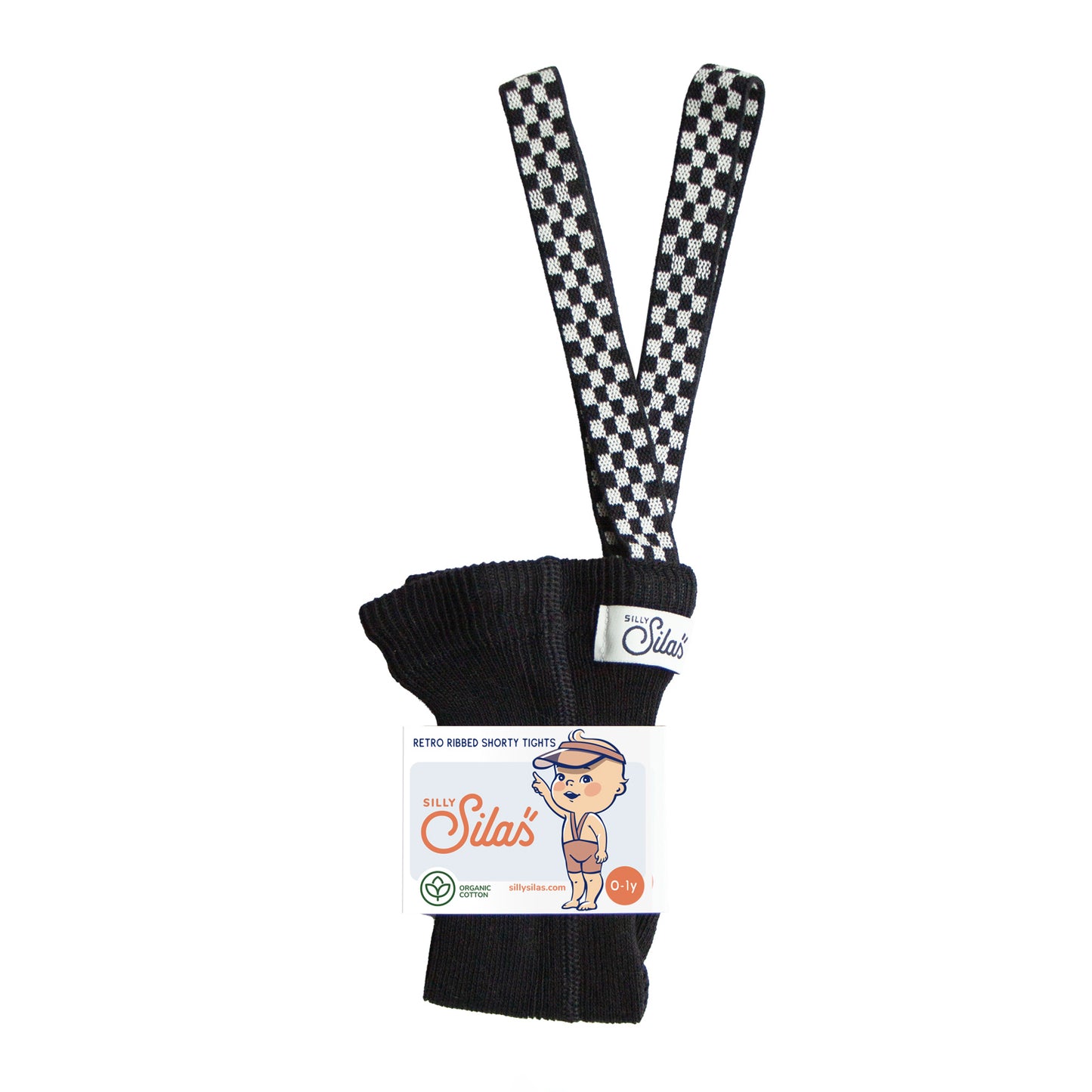 Silly Silas Classic Black Checked Shorty Tights with Braces