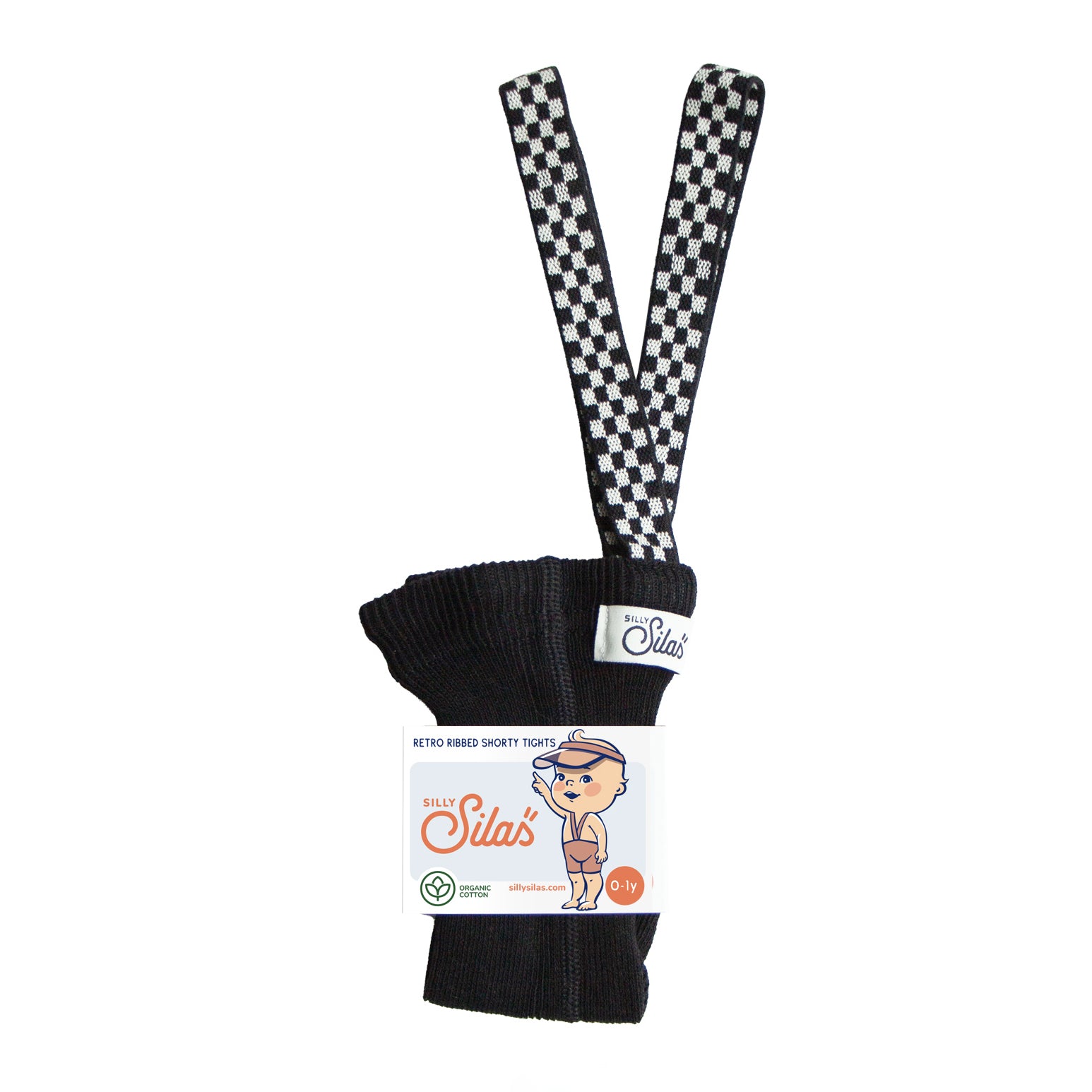 Silly Silas Classic Black Checked Shorty Tights with Braces