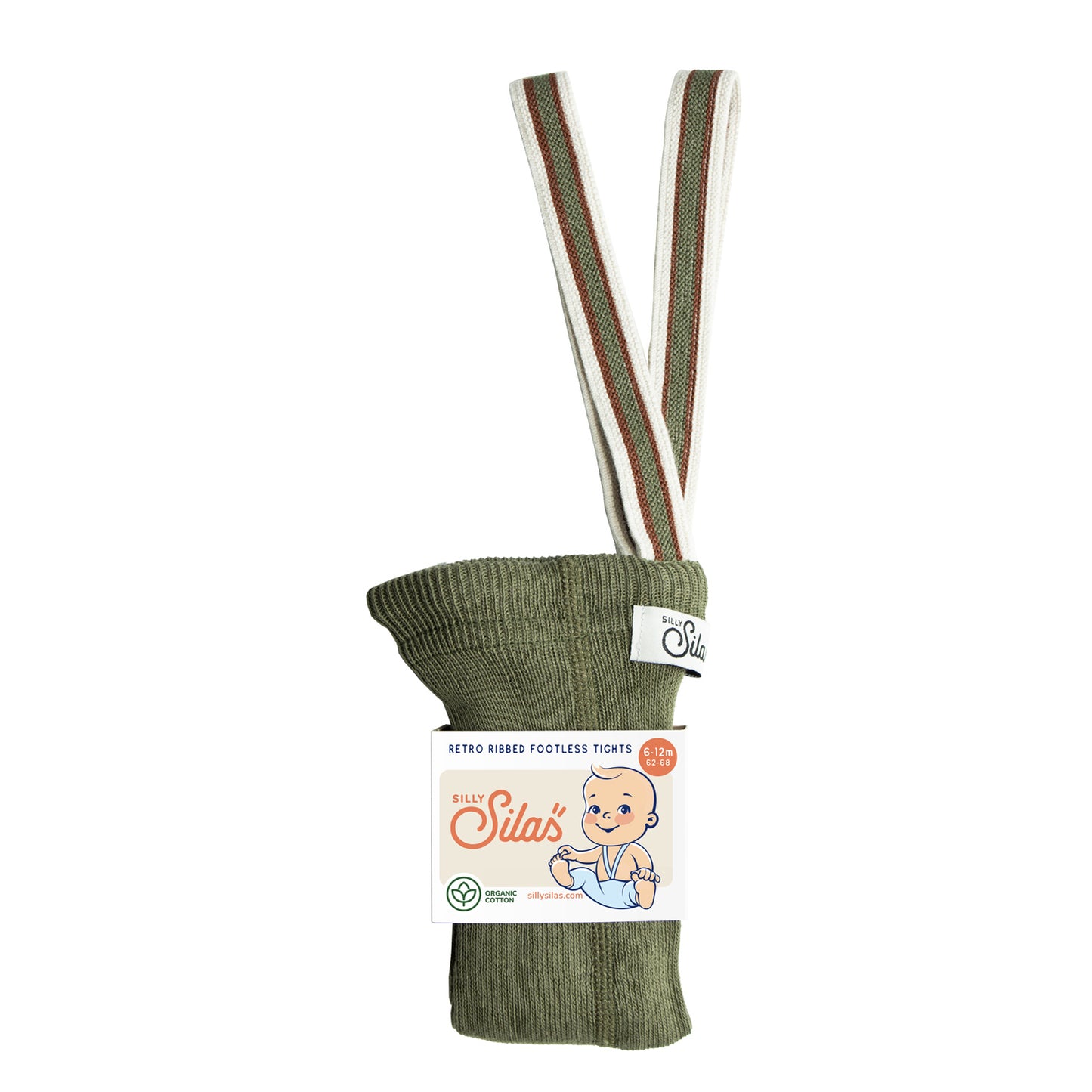 Silly Silas Olive Striped Footless Tights with Braces