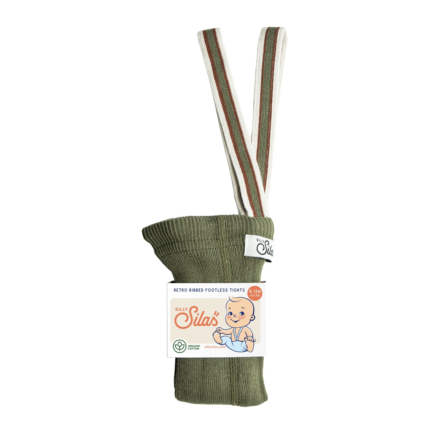 Silly Silas Olive Striped Footless Tights with Braces