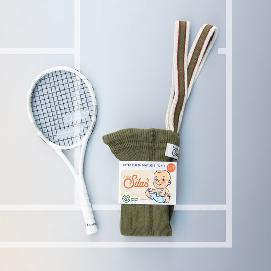 Silly Silas Olive Striped Footless Tights with Braces