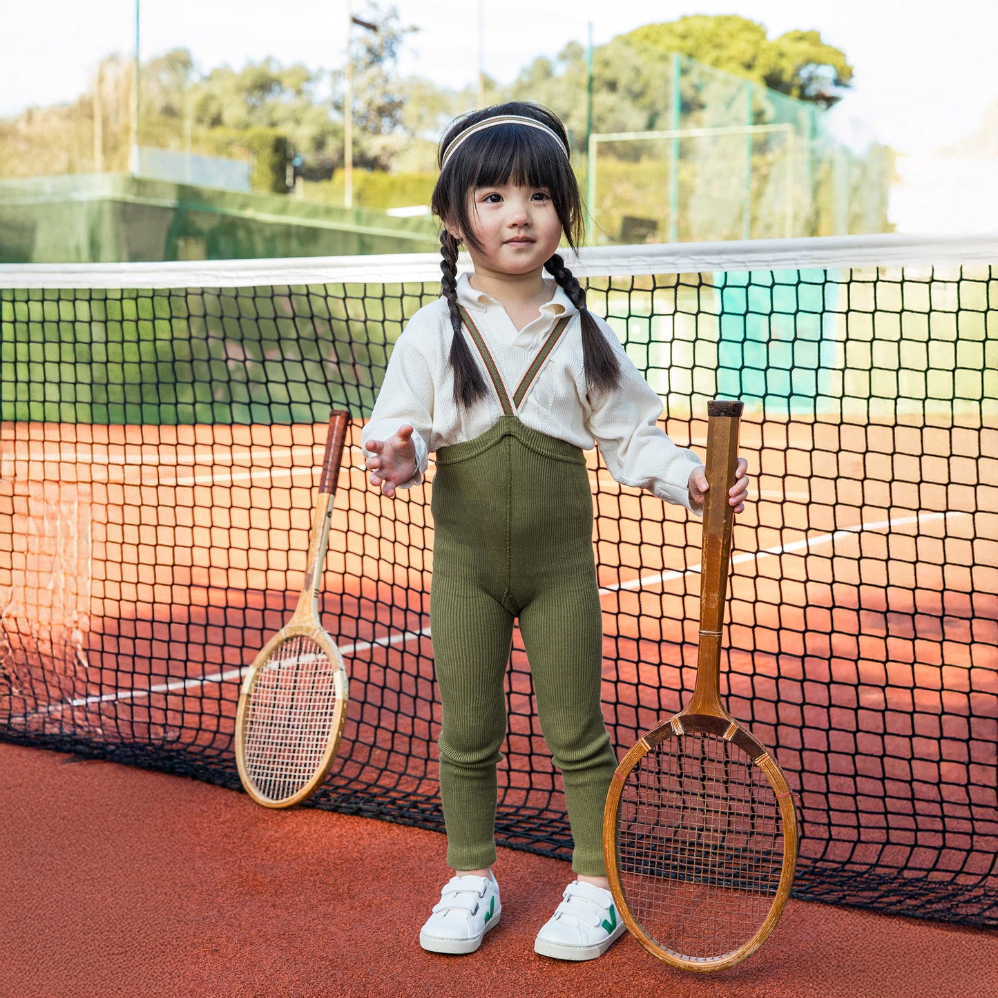 Silly Silas Olive Striped Footless Tights with Braces