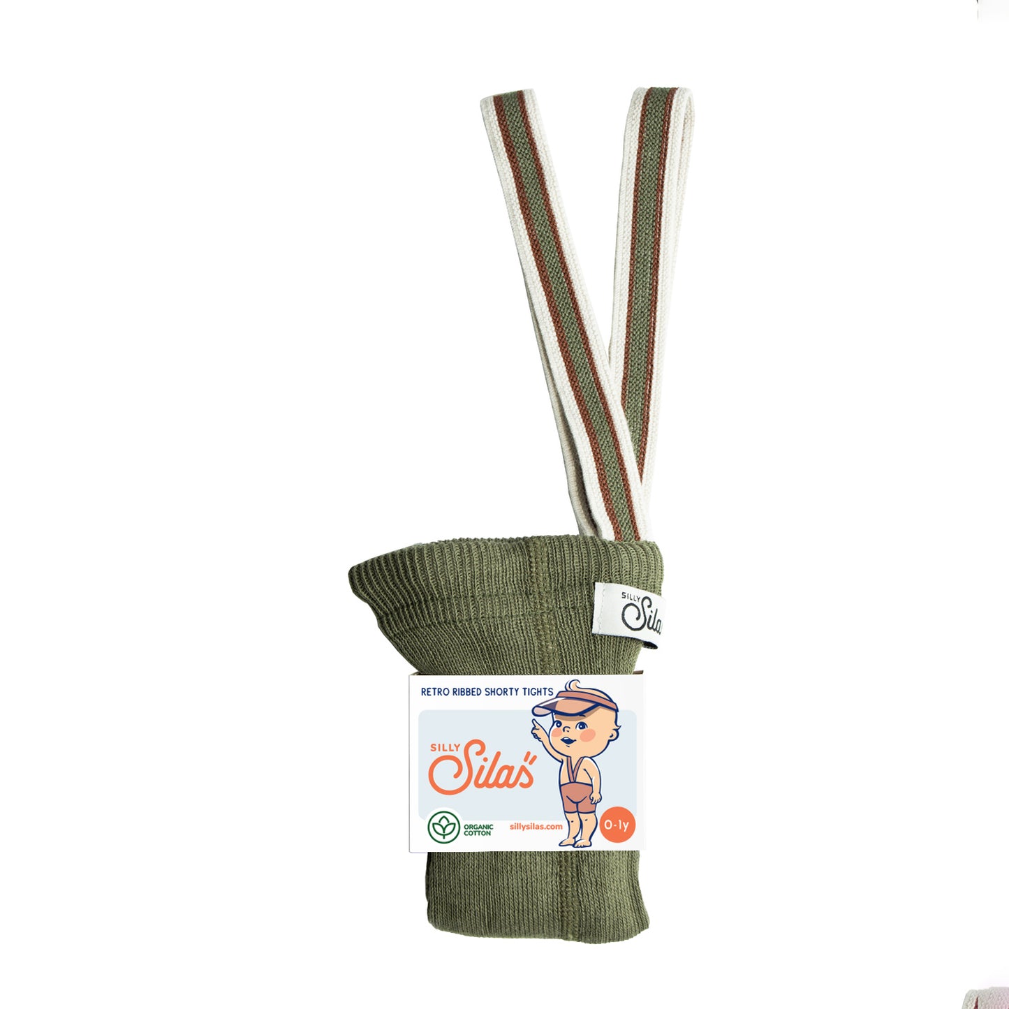 Silly Silas Olive Striped Shorty Tights with Braces
