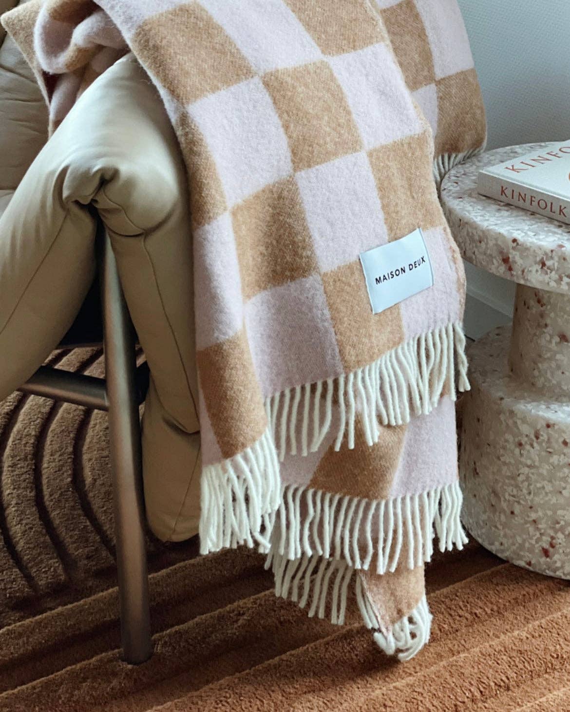 Maison Deux - Checkerboard Blanket Terra and Pink