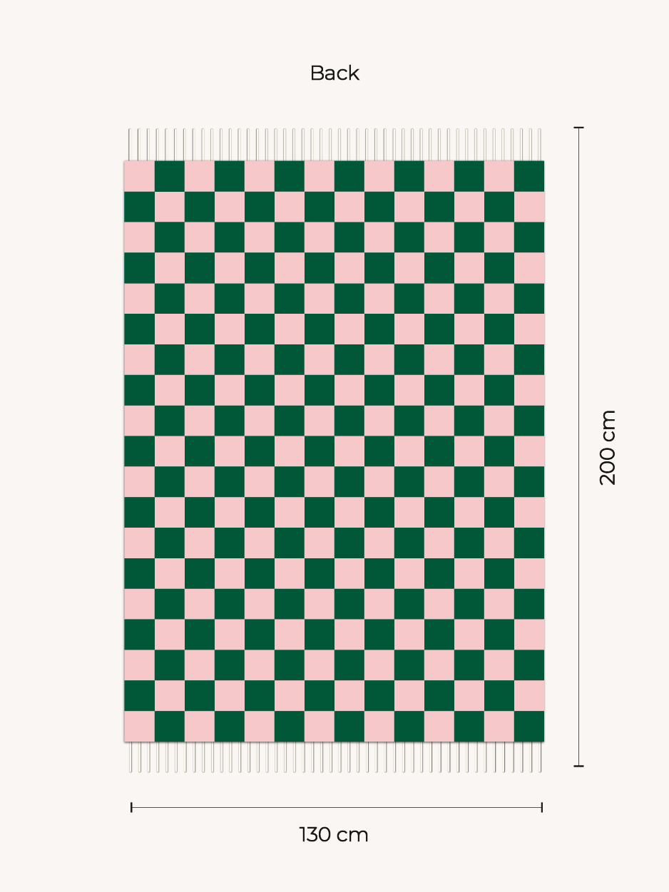 Maison Deux - Checkerboard Blanket Green and Pink