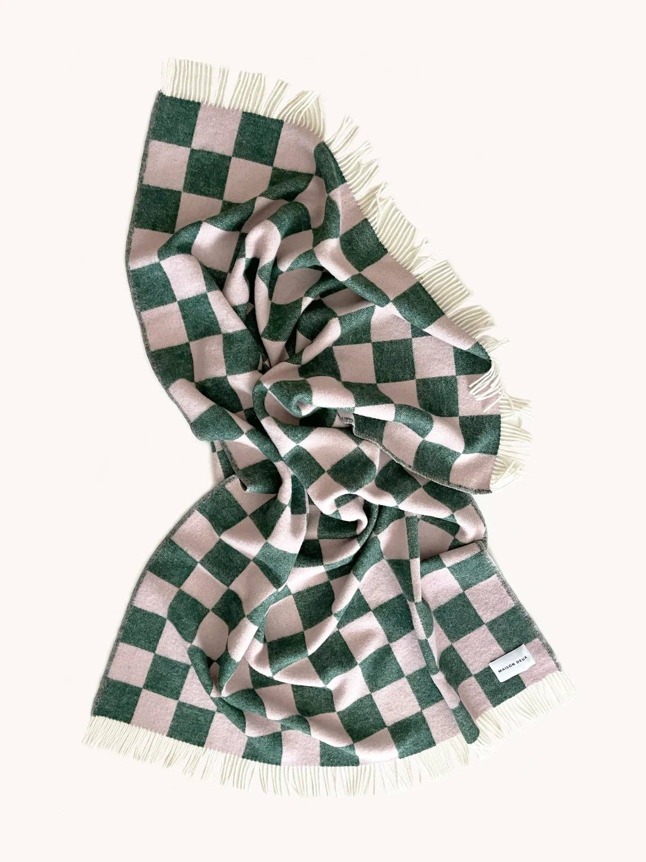 Maison Deux - Checkerboard Blanket Green and Pink