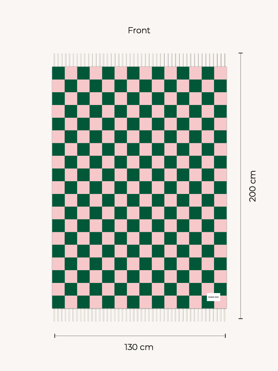 Maison Deux - Checkerboard Blanket Green and Pink