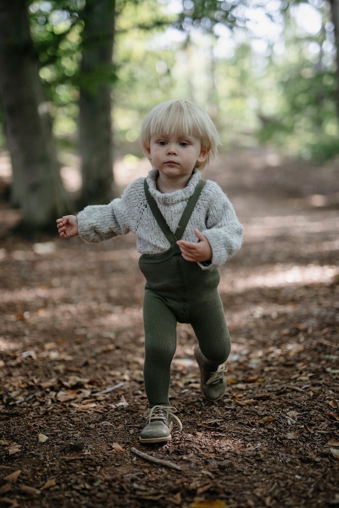 Silly Silas Olive Footed Tights with Braces