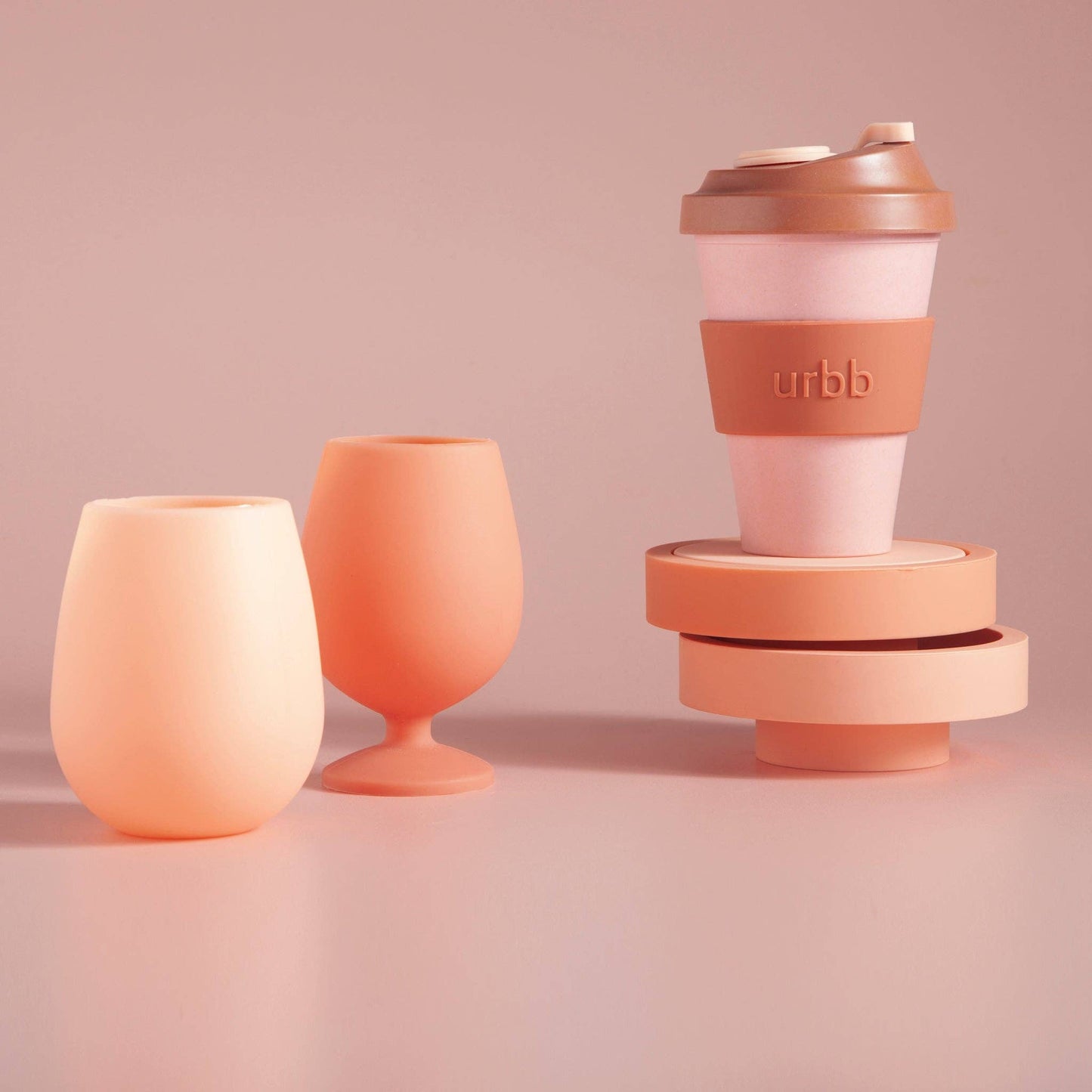 Terra + Peach Stemm Silicone Unbreakable Wine Glasses