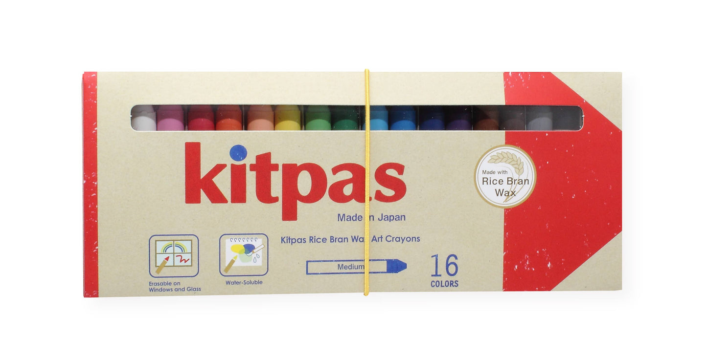 Kitpas Rice Bran Wax Crayons 16 Colours