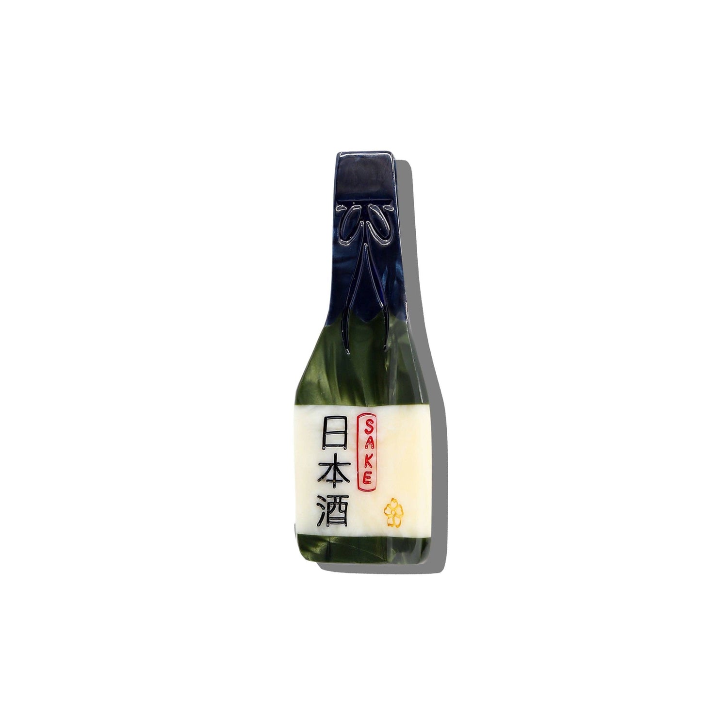 Sake Bottle Hand-Painted Hair Claw Clip