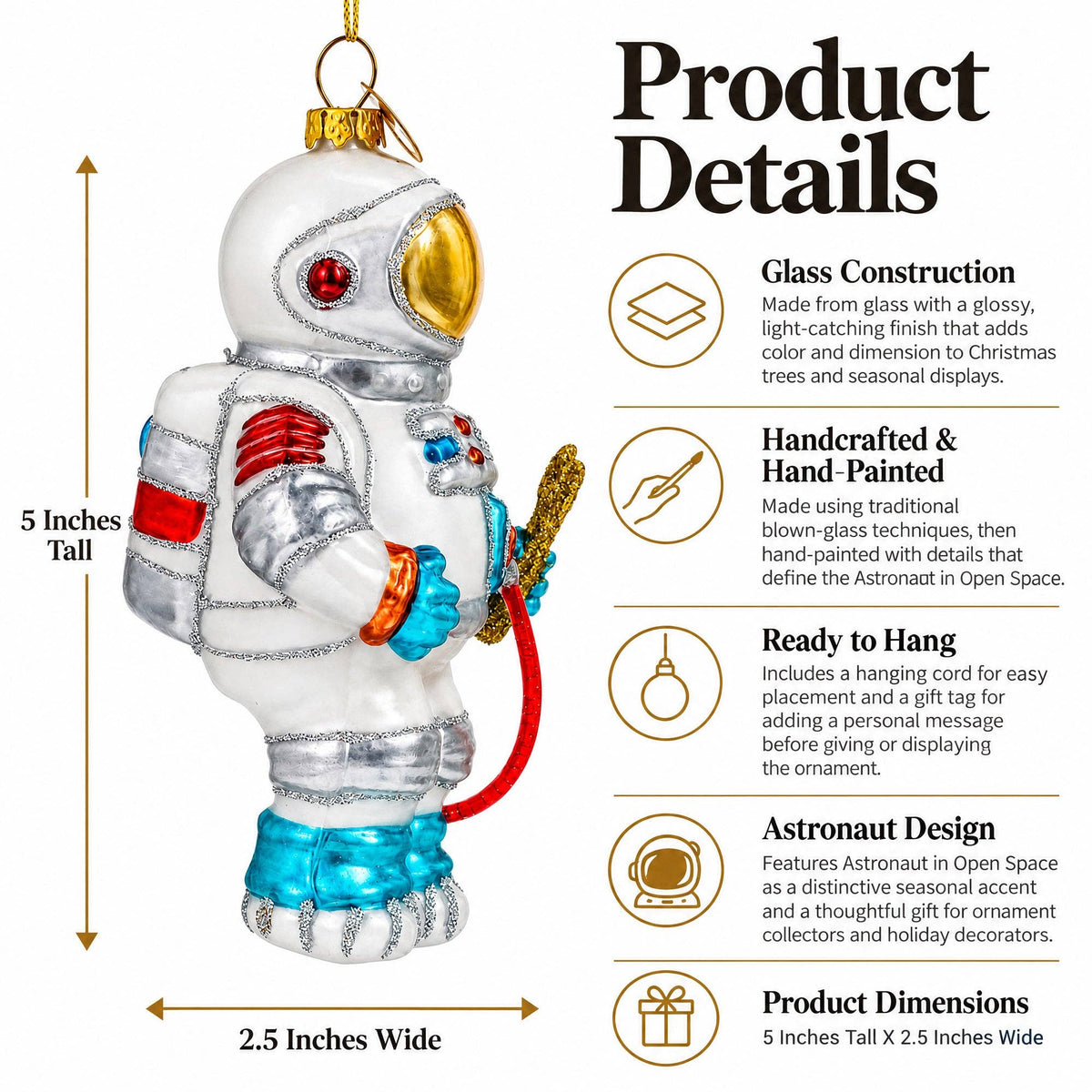 Astronaut Glass Christmas Ornament
