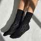 Le Bon Shoppe Jet Black Modal Eyelet Socks