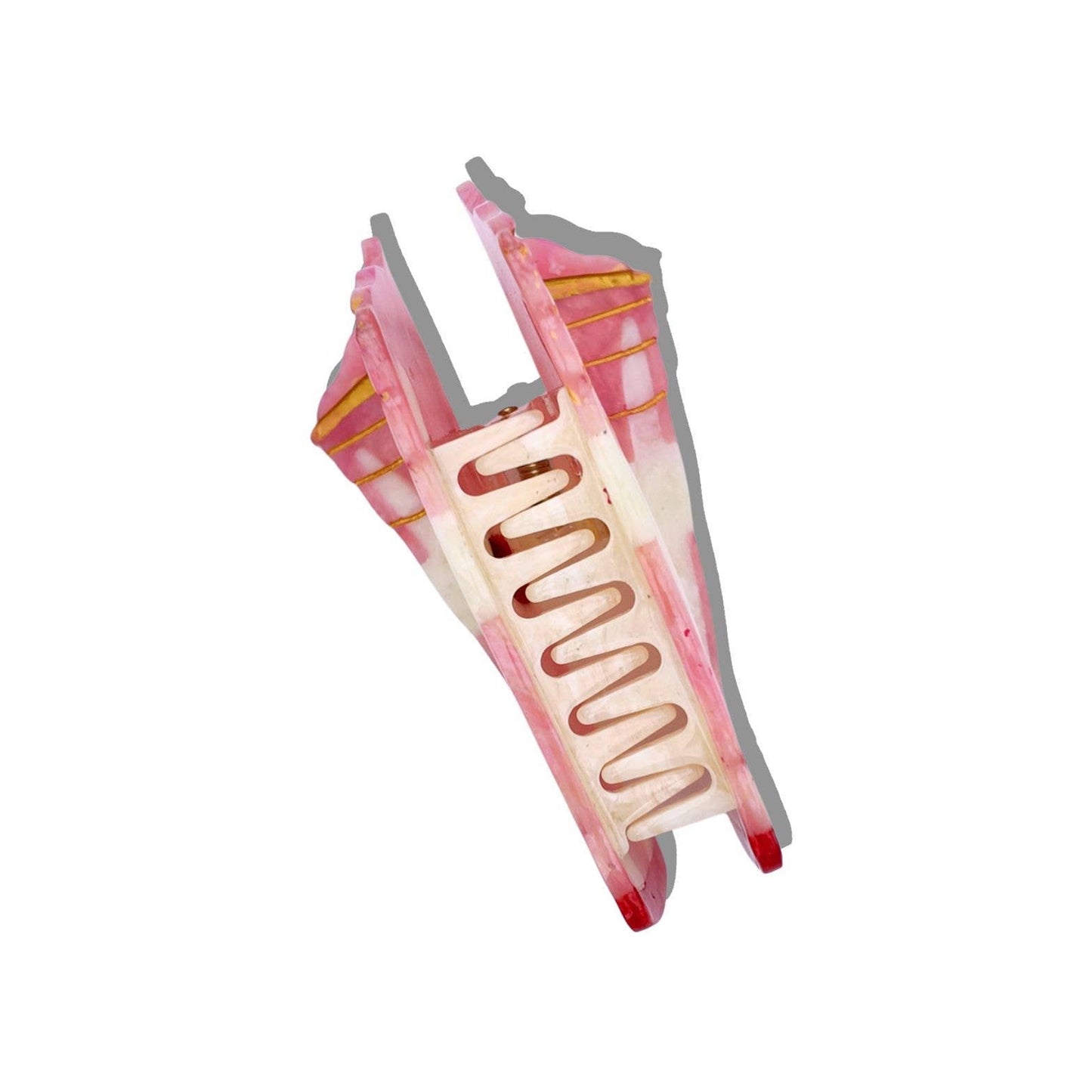 Hand-Painted Strawberry Smoothie Claw Hair Clip