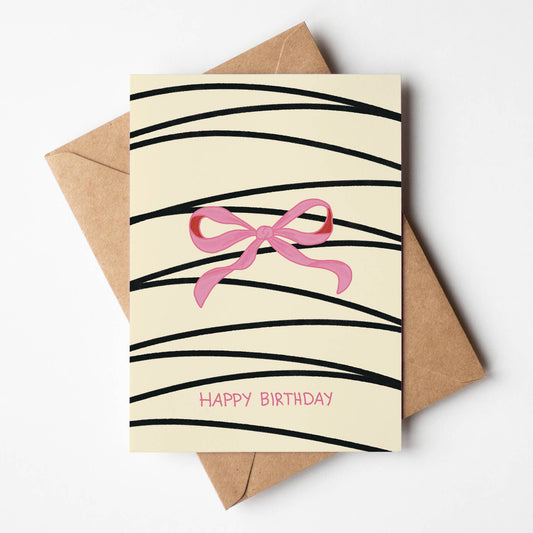 Pink Bow Birthday Greeting Card