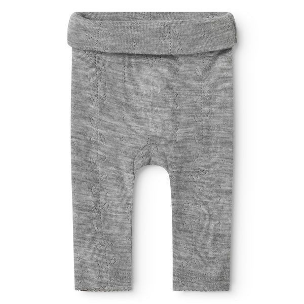 Grey Melange Piva Wool Pointelle Leggings