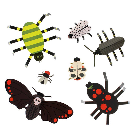 Illustrations of various insects on a white background