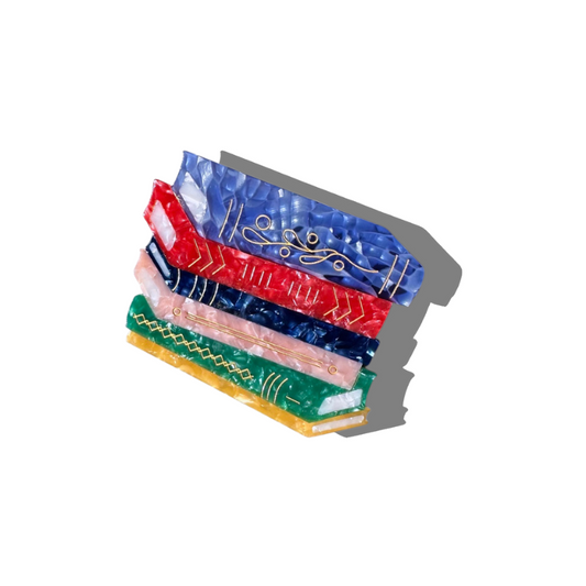 Hand-Painted Book Stack Claw Hair Clip