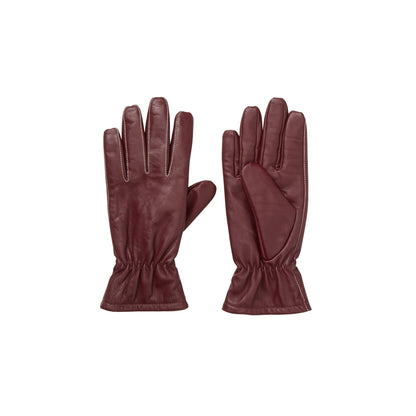 Pair of brown leather gloves on a white background