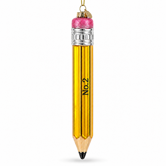 Pencil Glass Christmas Ornament
