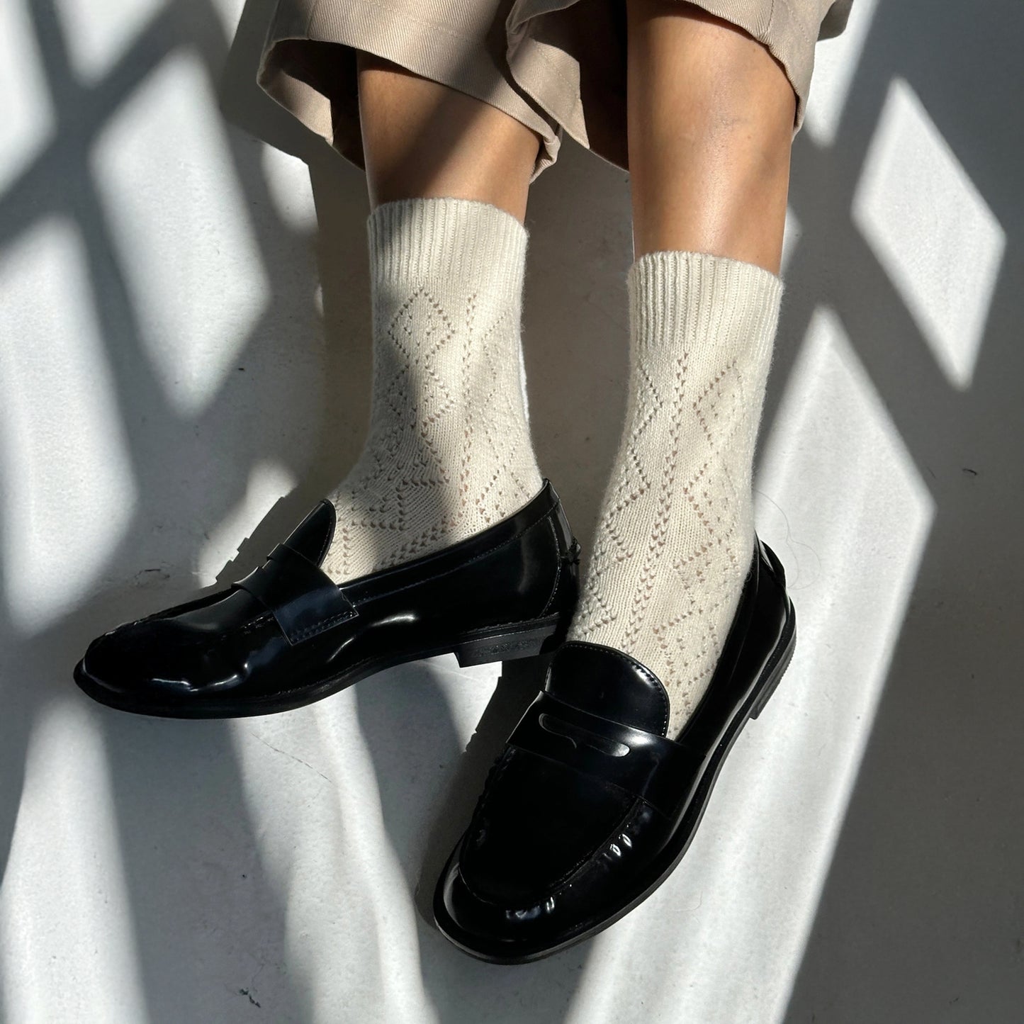 Le Bon Shoppe Cream Cashmere Pointelle Socks