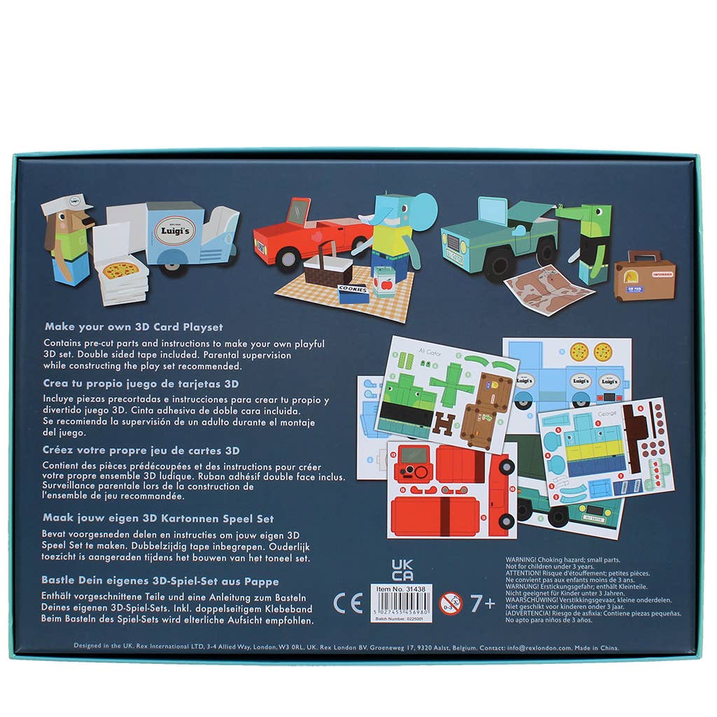 Animal Automobiles 3D Card Craft Playset