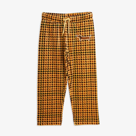 Mini Rodini Dog Houndstooth AOP Velour Trousers