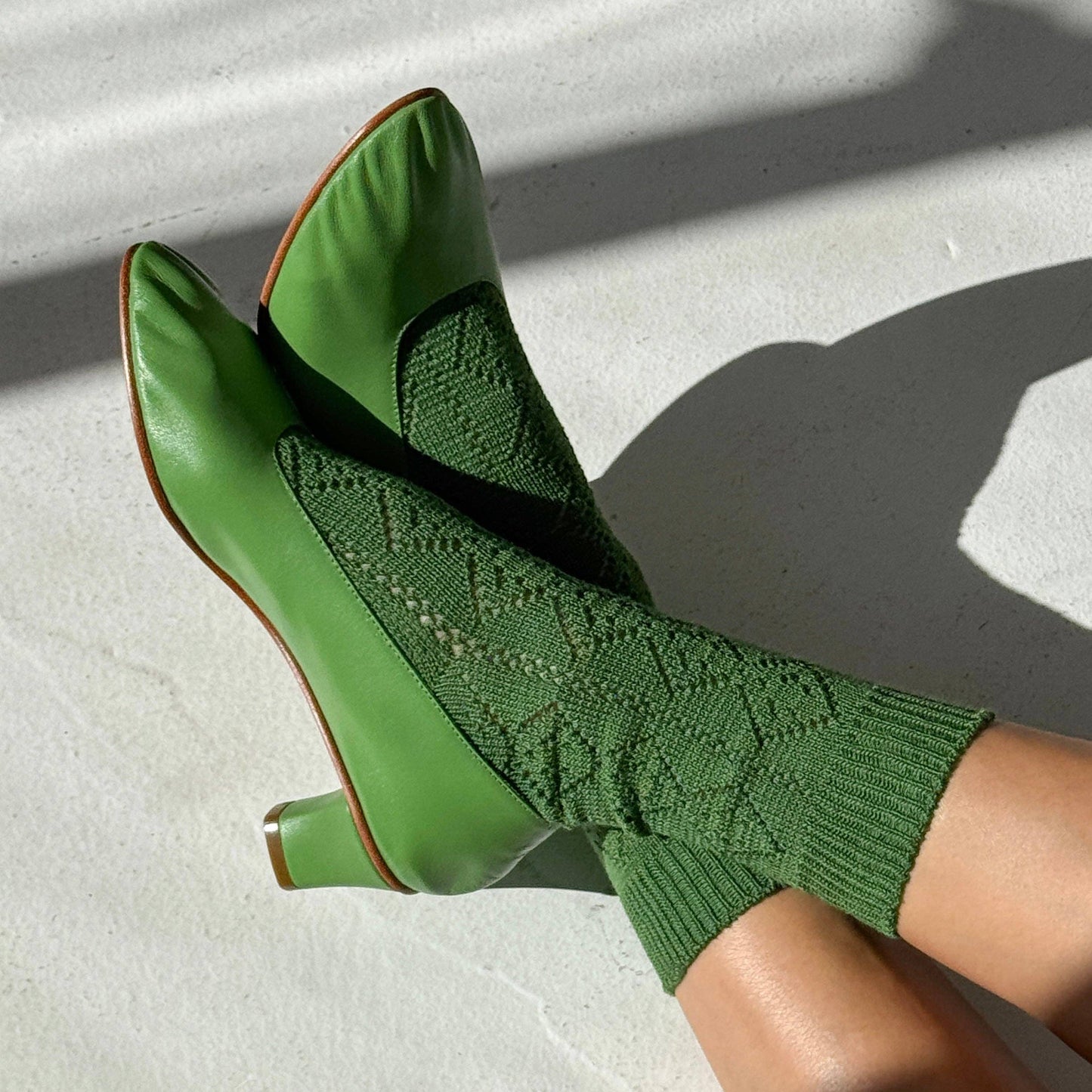 Le Bon Shoppe Palm Green Modal Eyelet Socks
