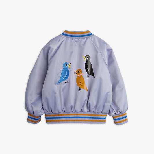 Light purple jacket with cartoon birds on a white background