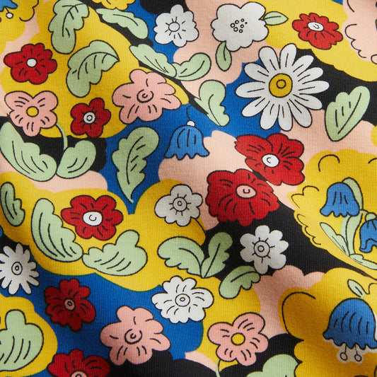 Colorful floral pattern on a fabric background