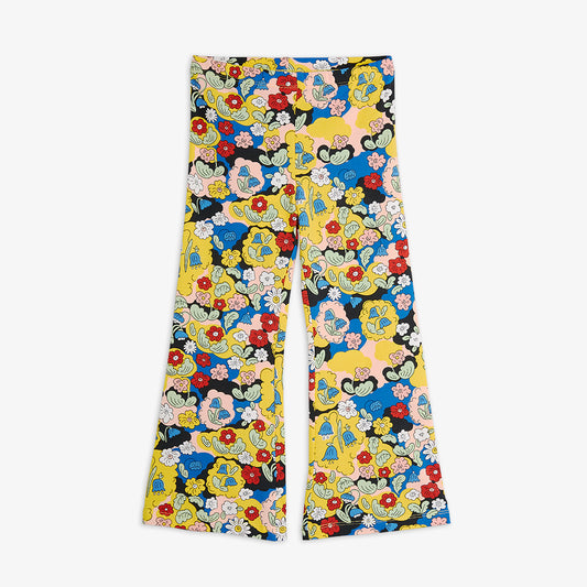 Colorful floral-patterned pants on a white background