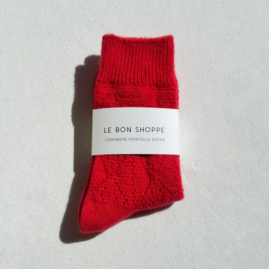 Le Bon Shoppe Red  Cashmere Pointelle Socks