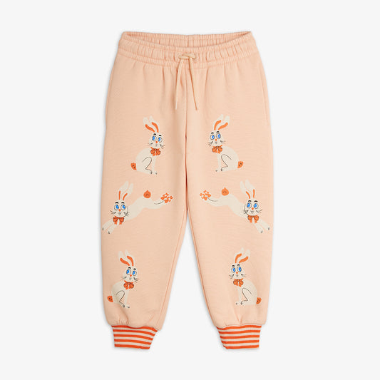 Mini Rodini Rabbits Pink Cuffed Sweatpants