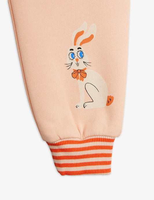 Mini Rodini Rabbits Pink Cuffed Sweatpants