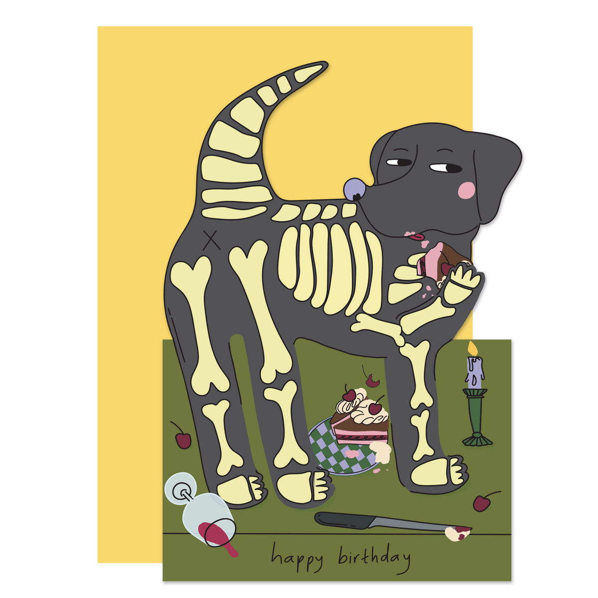 Hey Dog Skeleton Greeting Card