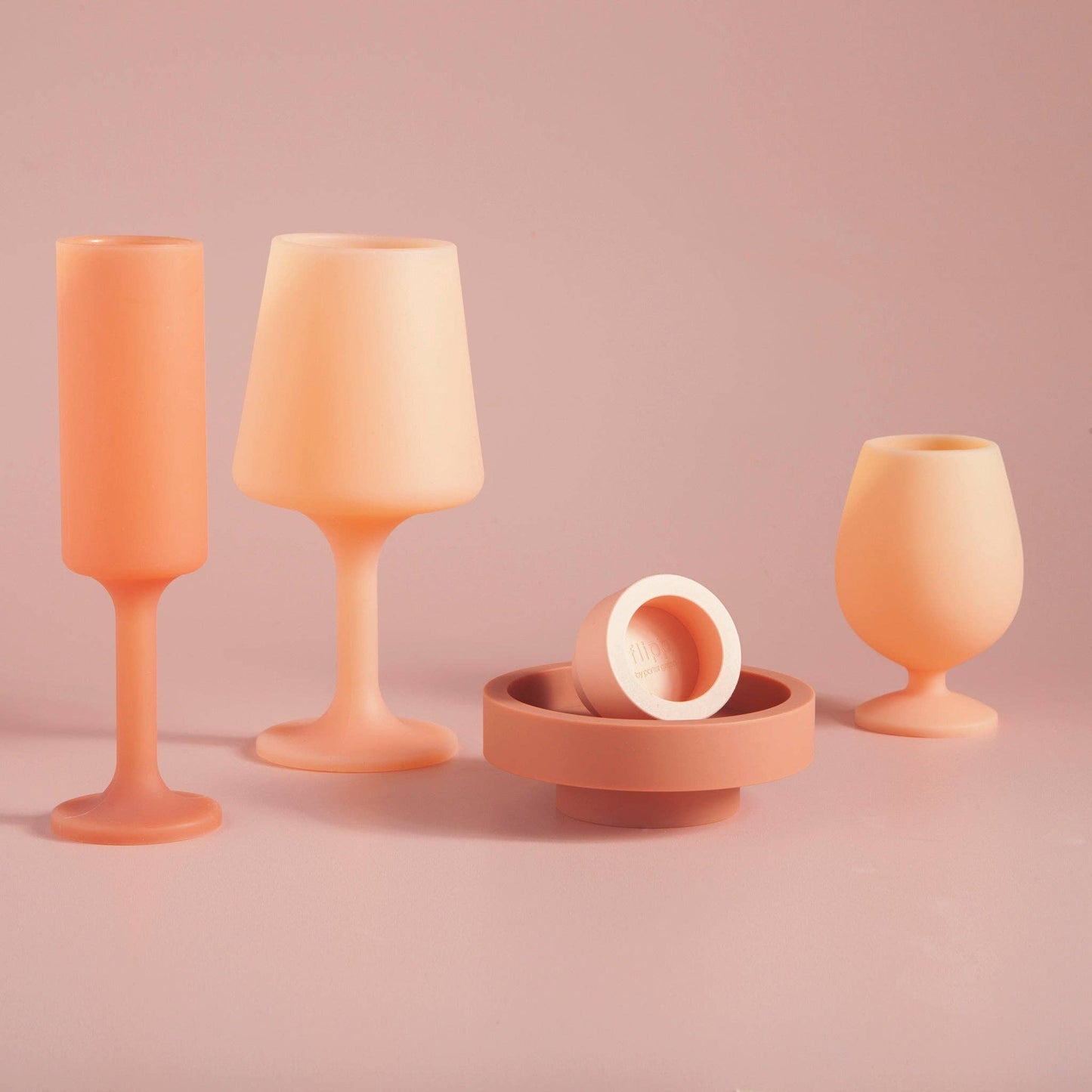 Terra + Peach Stemm Silicone Unbreakable Wine Glasses