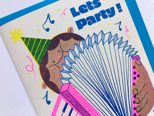 Lets Party - A6 Riso Greeting Card  