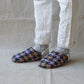 Houndstooth Check x Navy Boa Pile Room Shoes