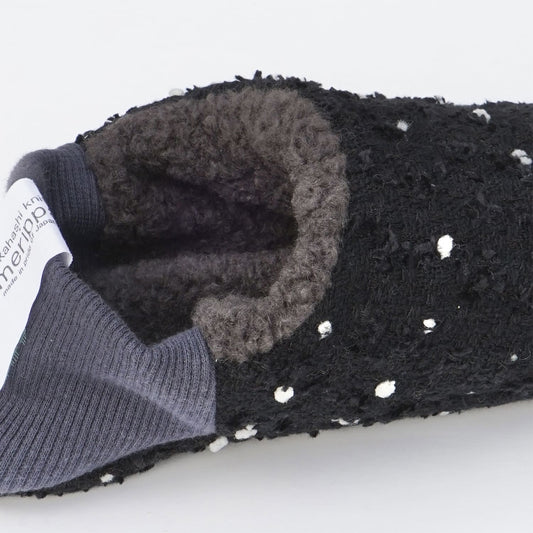 Dot Tweed Sheep Boa Pile Room Shoes