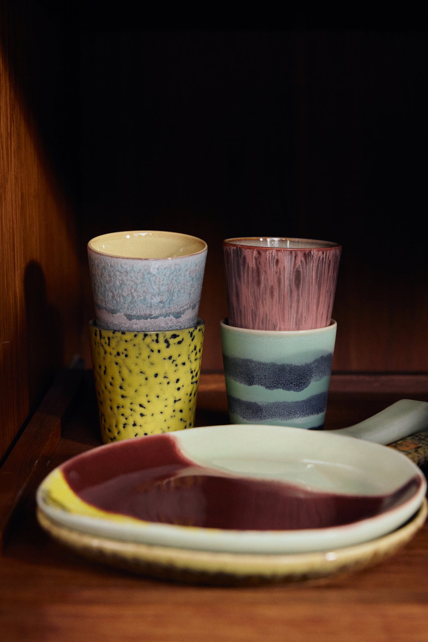 HKliving 70's Ceramics Artistic Coffee Mugs (Set of 4)