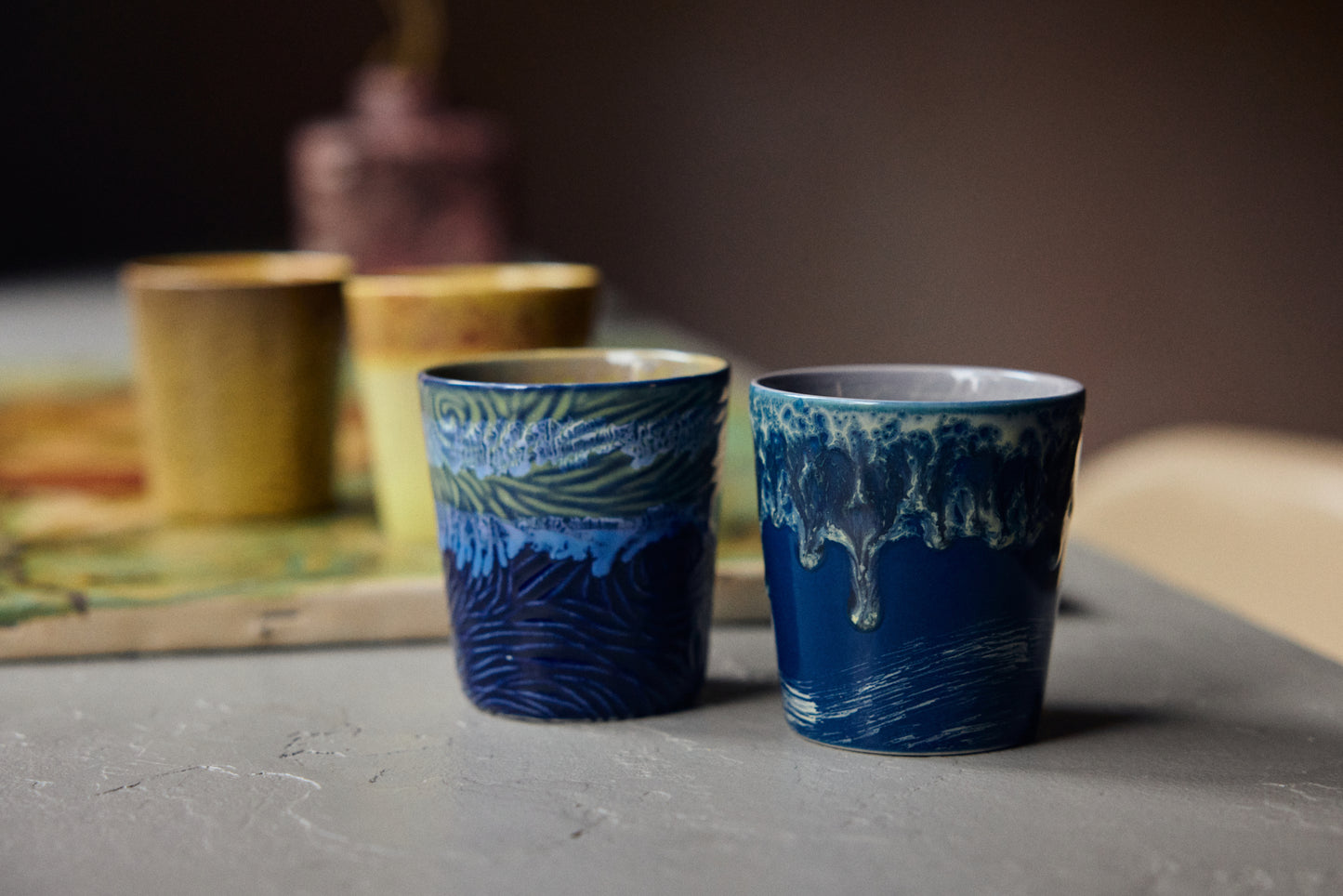 HKliving 70's Ceramics Van Gogh Starry Night Coffee Mugs (Set of 2)