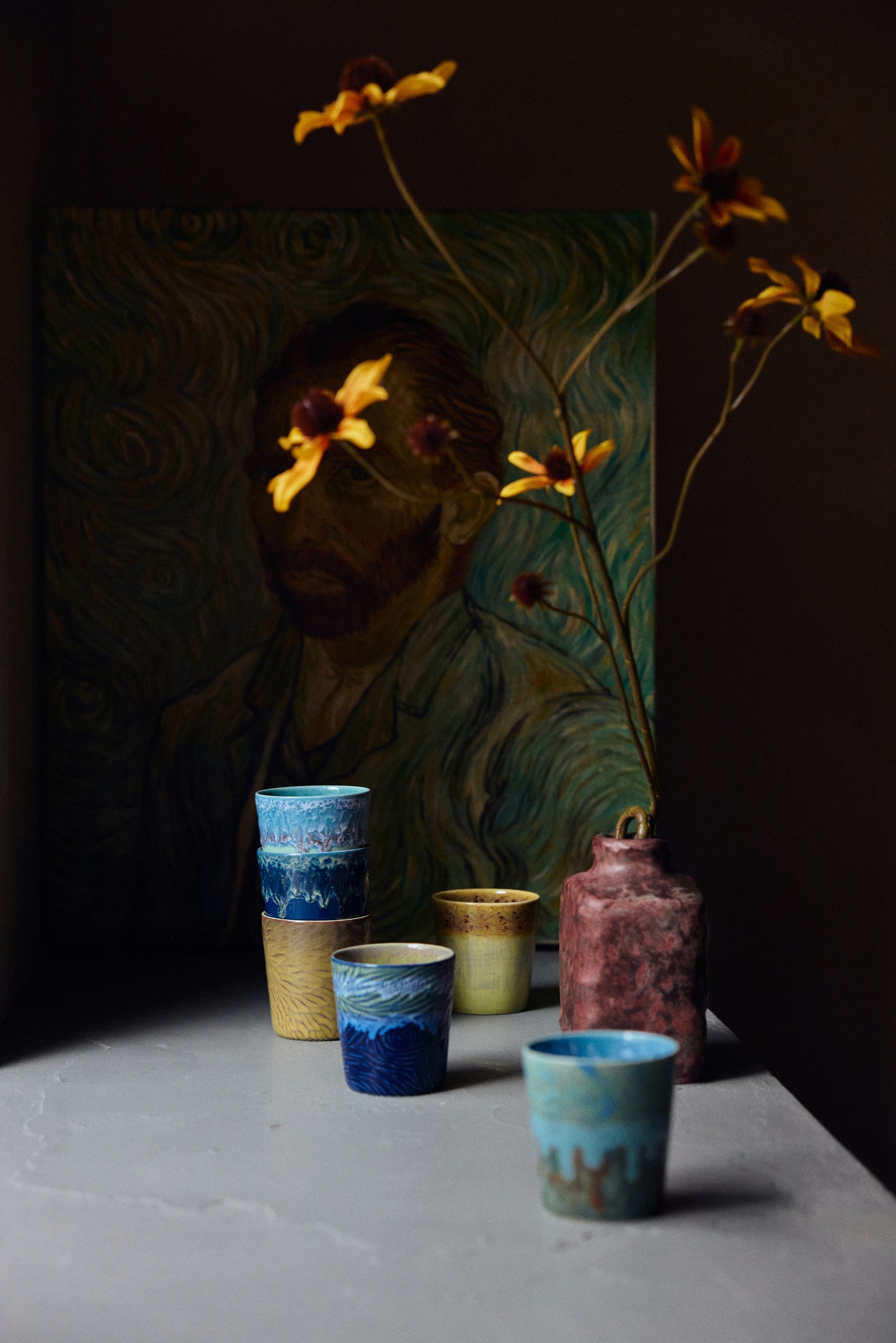 HKliving 70's Ceramics Van Gogh Starry Night Coffee Mugs (Set of 2)
