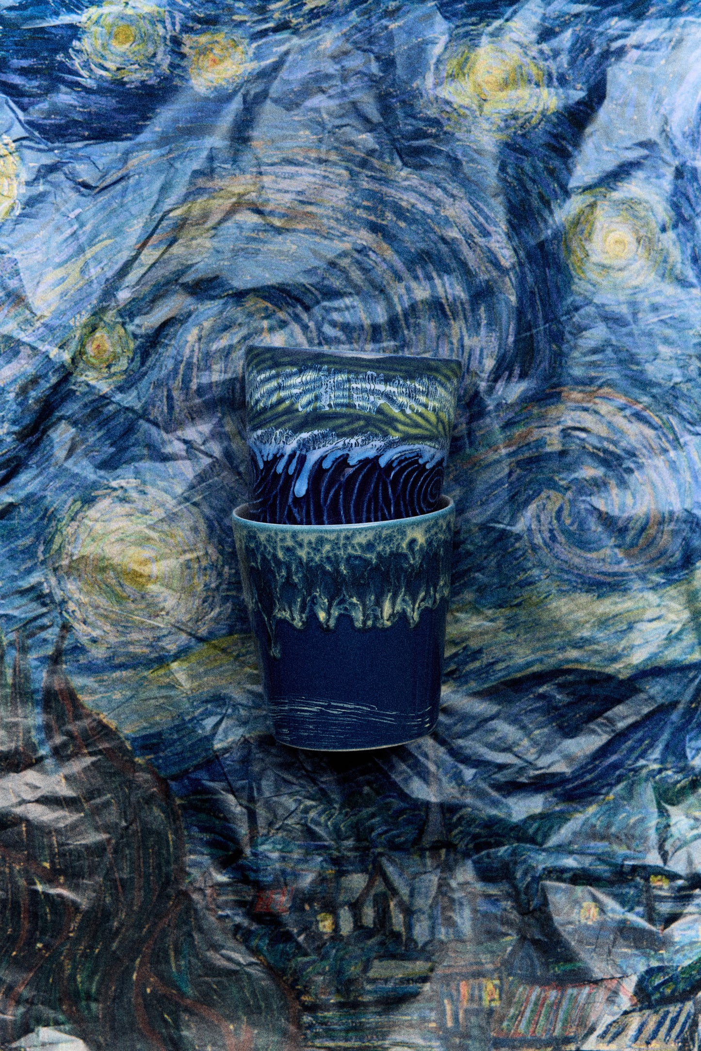 HKliving 70's Ceramics Van Gogh Starry Night Coffee Mugs (Set of 2)