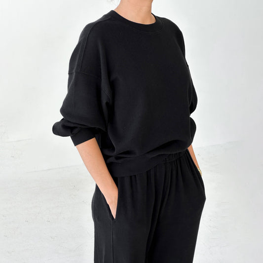 Le Bon Shoppe Black Pointelle Core Sweatshirt