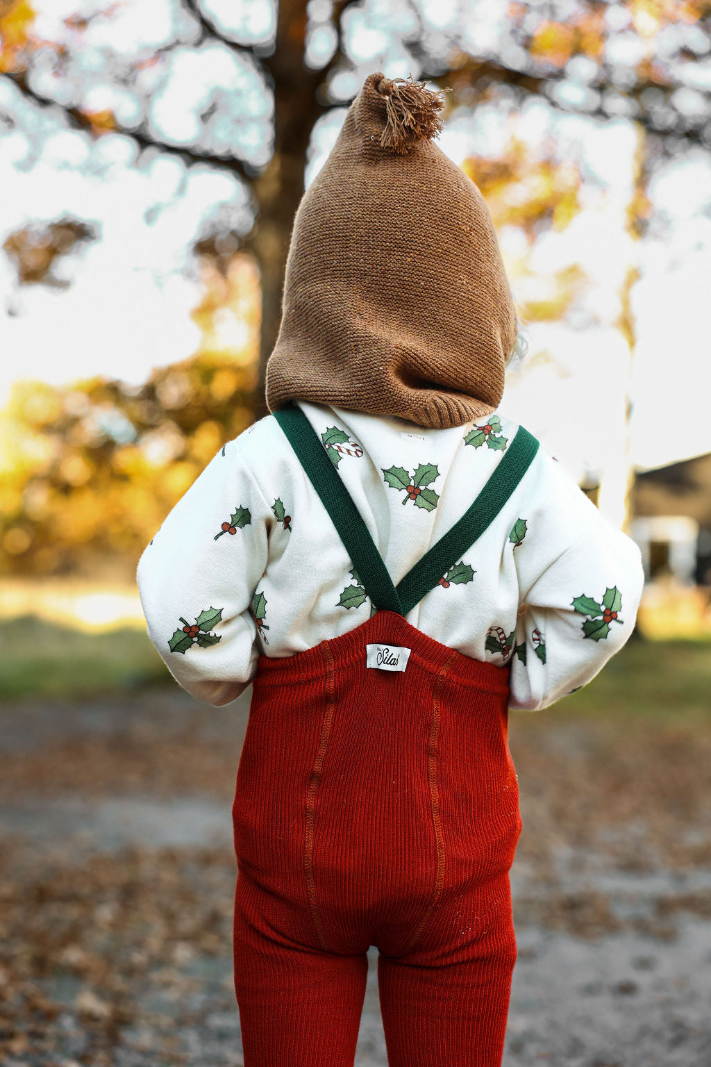 Silly Silas Maple Leaf w Dark Forest Green Footless Tights