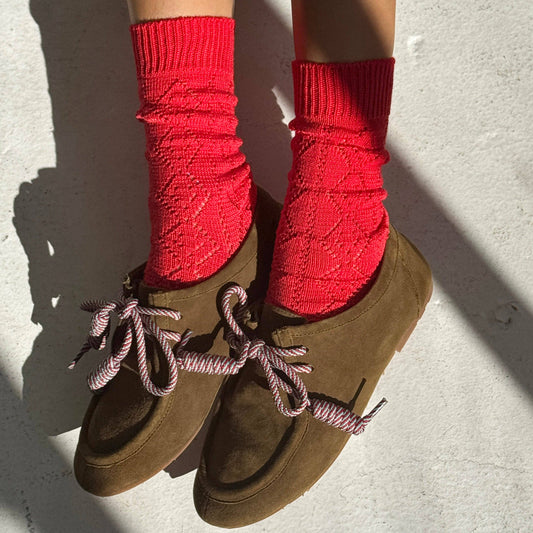 Le Bon Shoppe Poppy Red Modal Eyelet Socks