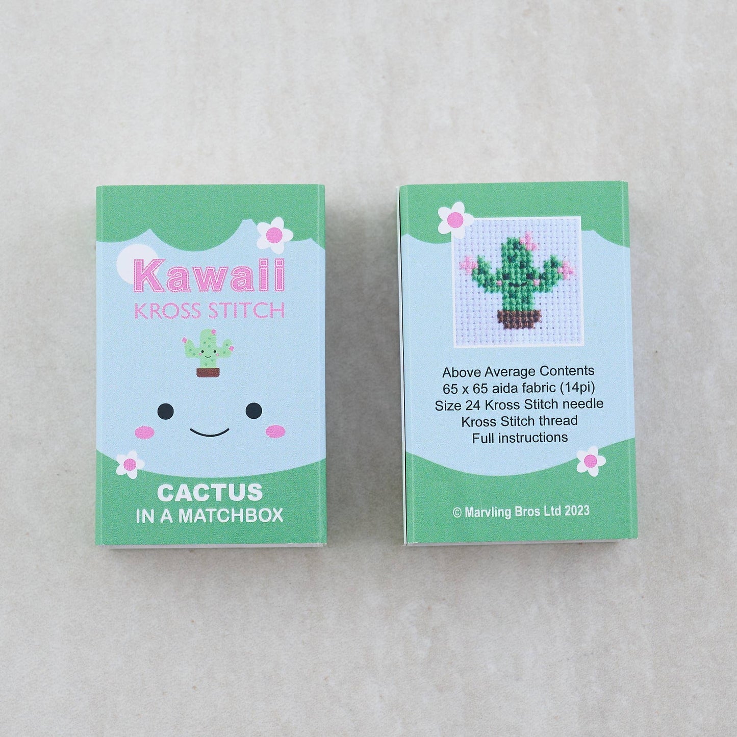 Kawaii Cactus Cross Stitch Kit In A Matchbox