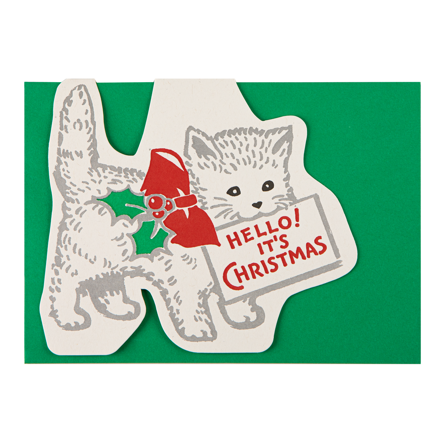 Christmas Cat Cut-Out Greeting Card